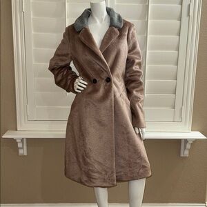 Long Tall Sally Contrast Collar Faux Fur Coat Pink